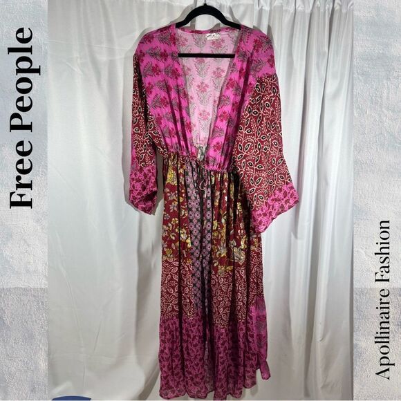 Free People Bombay Kimono in Red Pink OS New - Picture 1 of 4